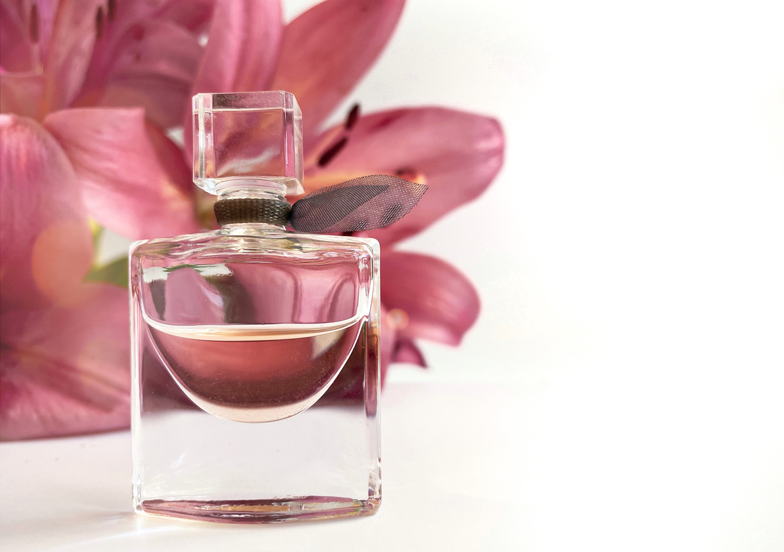 Bottle of Perfume with Flowers